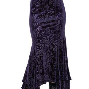 NWT KILLSTAR Women's skirt - Roses Are Dead Velvet Maxi - PLUM, XXL